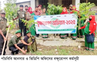 পাঁচবিবি আনসার ও ভিডিপি অফিসের বক্ষৃরোপণ কর্মসূচী
